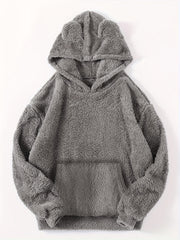 Solid Kangaroo Fuzzy Hoodie Long Sleeve Hoodies Sweatshirt Women's Clothing