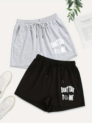2 Pack Women's Plus Size Casual Drawstring Shorts Set