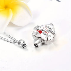 Crystal Heart Cremation Urn Necklace Memorial Pendant with Fill Kit