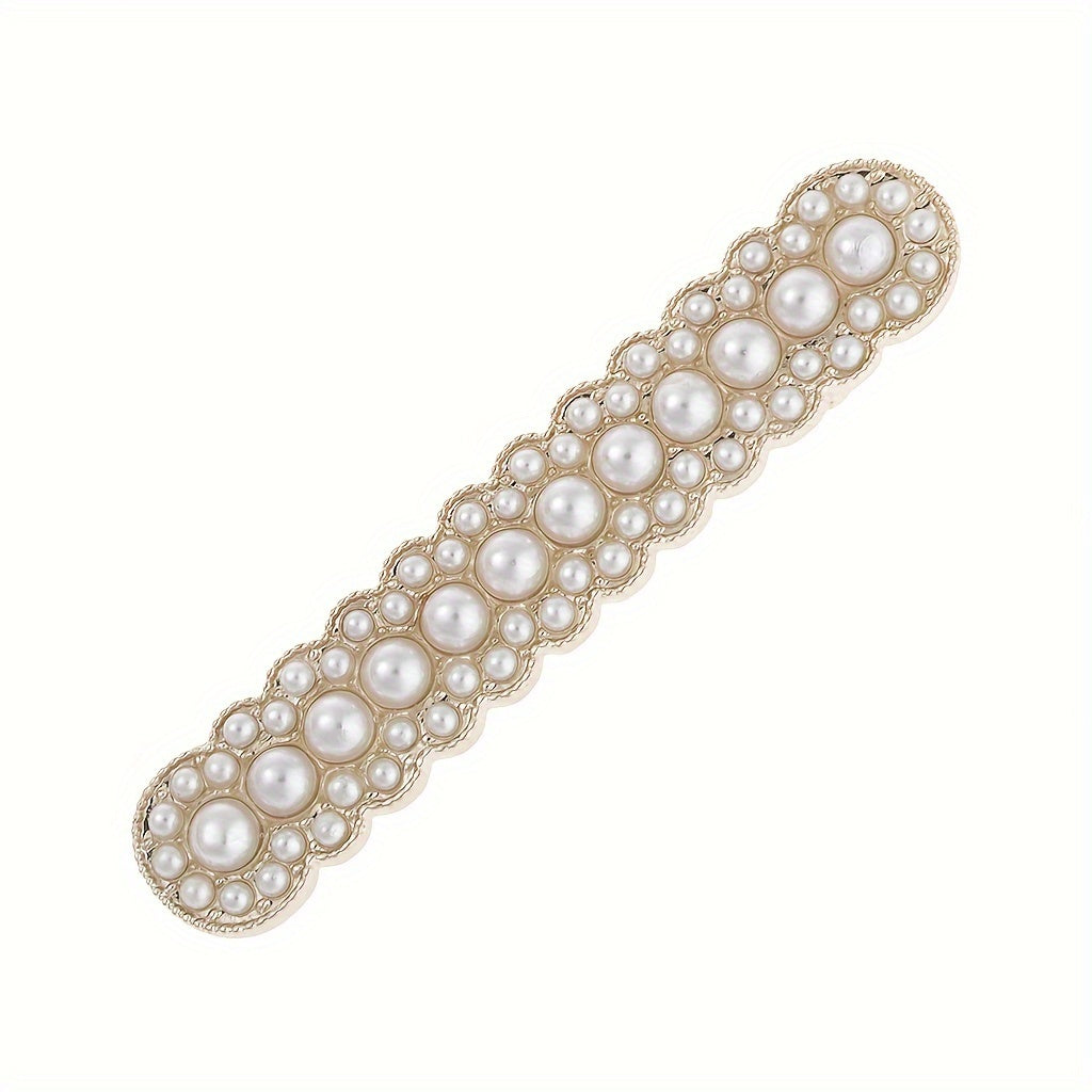 Pearl Hair Clip Square Hairpin Spring Clip