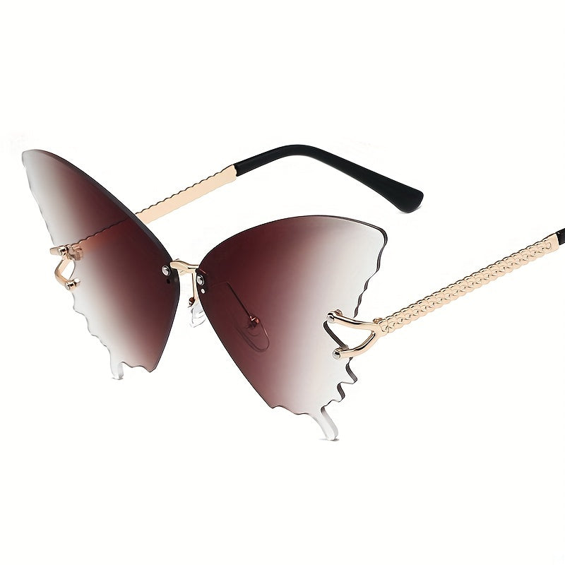 Rimless Butterfly Sunglasses Gradient Lens UV400