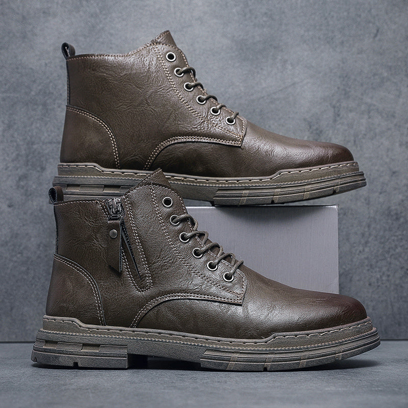 Men's Round Toe Zipper Boots