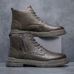 Men's Round Toe Zipper Boots