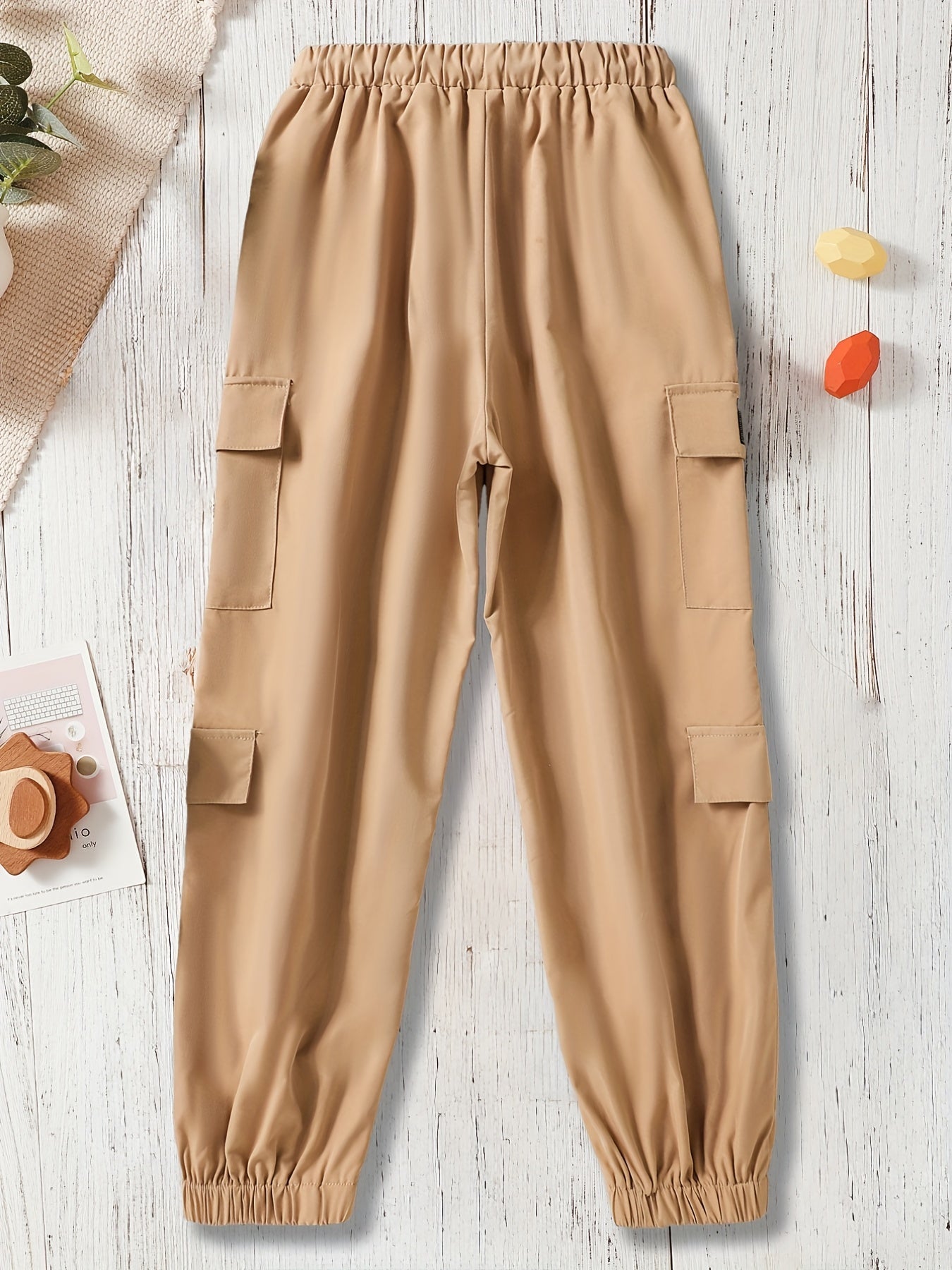 Boys Casual Cargo Pants Elastic Waist Drawstring Jogger Pants
