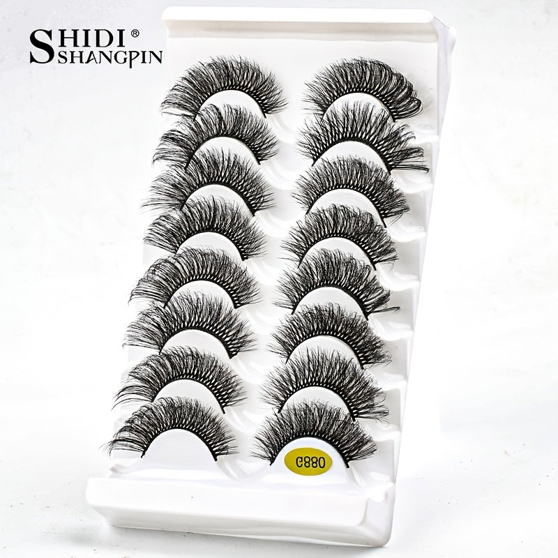 8 Pairs Fluffy Wispy 3D Faux Mink False Eyelashes Extension