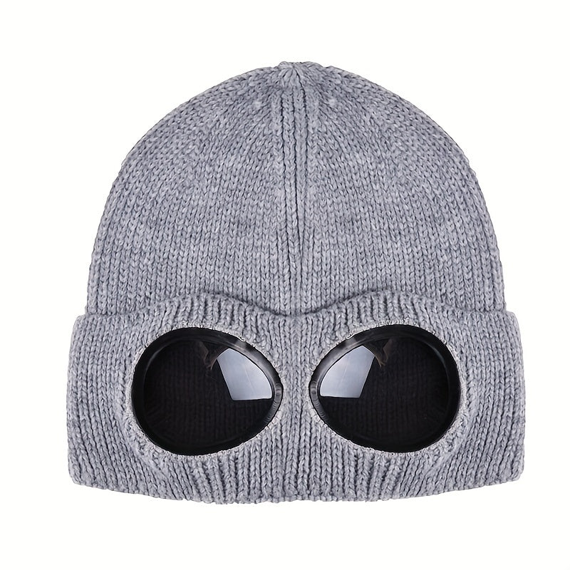 Knitted Hat With Sunglasses For Autumn And Winter Coldproof Beanie
