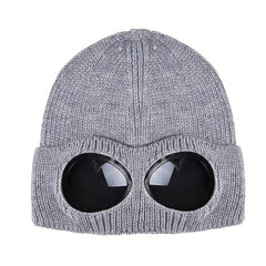 Knitted Hat With Sunglasses For Autumn And Winter Coldproof Beanie