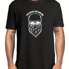 Men's Social Distancing Letter Print T Shirt for Summer