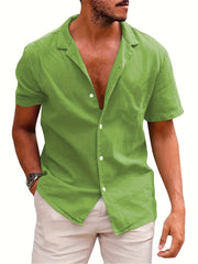 Men's Casual Short Sleeve Solid Shirt For Summer Vacation