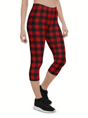 Plaid Print Slimming Yoga Sports Pants High Stretch Fitness Leggings