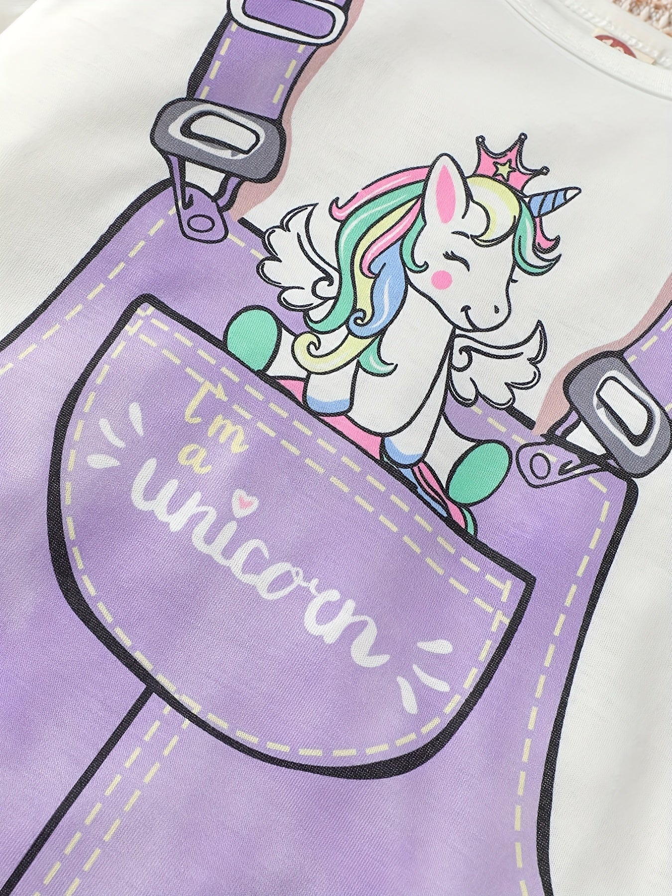 Toddler Girls Unicorn & Suspender Patterns Short Sleeve Dress