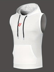 Men's Sleeveless Hoodie with Drawstring for Summer Outdoor Activities