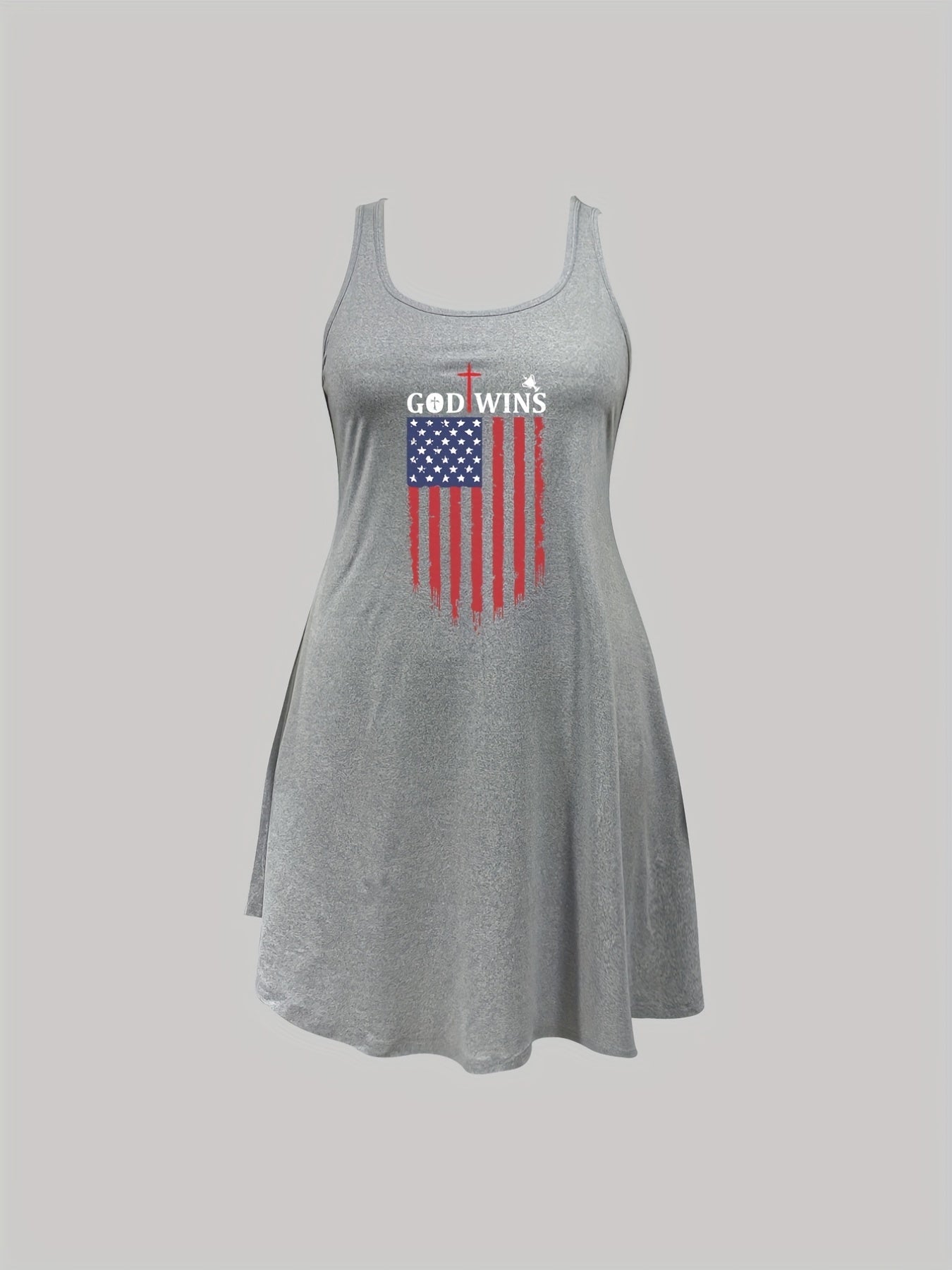 Flag & Letter Print Tank Sleep Dress