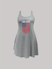 Flag & Letter Print Tank Sleep Dress