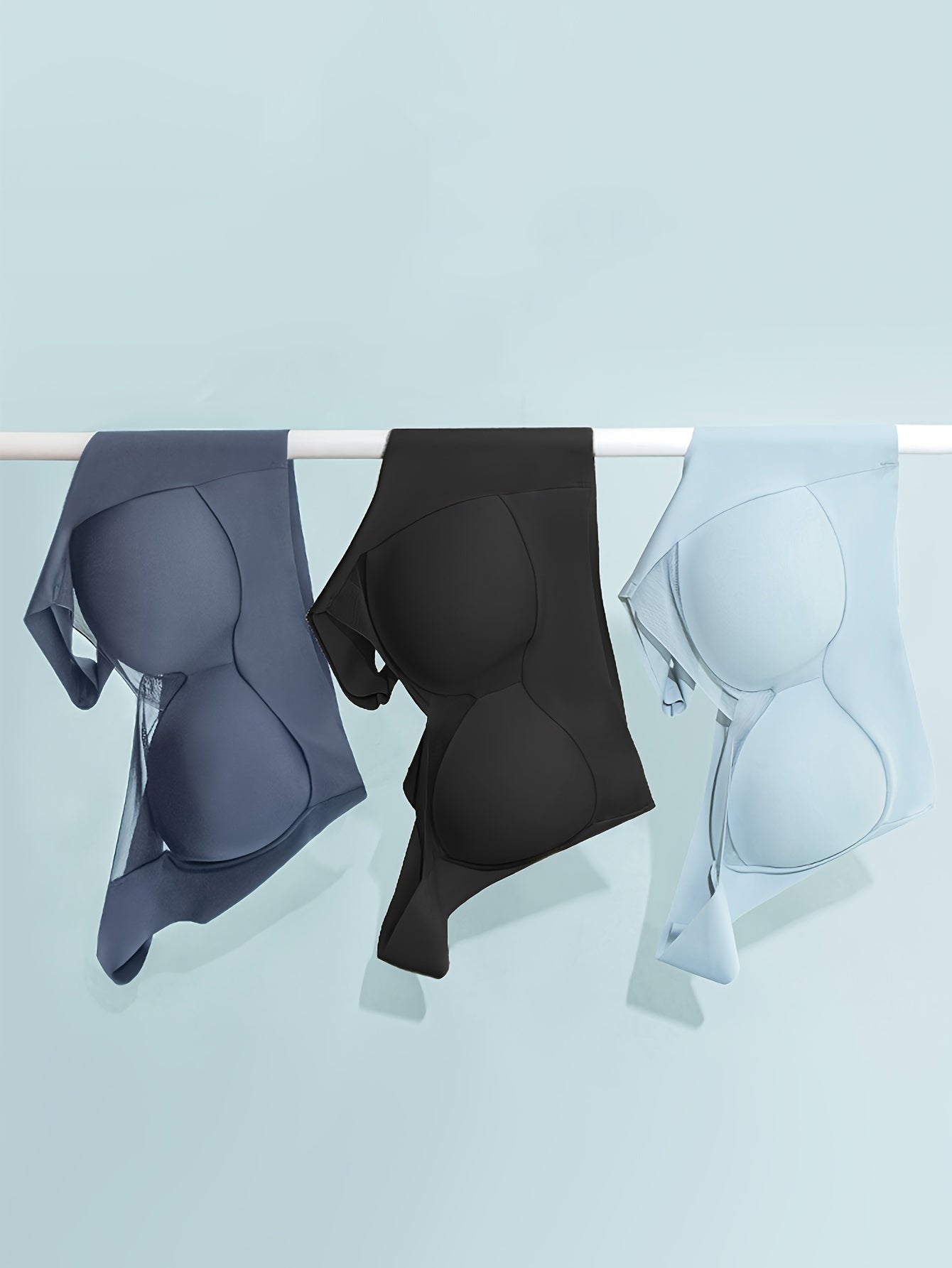 3pcs Wireless Mesh Stitching Bra Seamless Intimates Lingerie