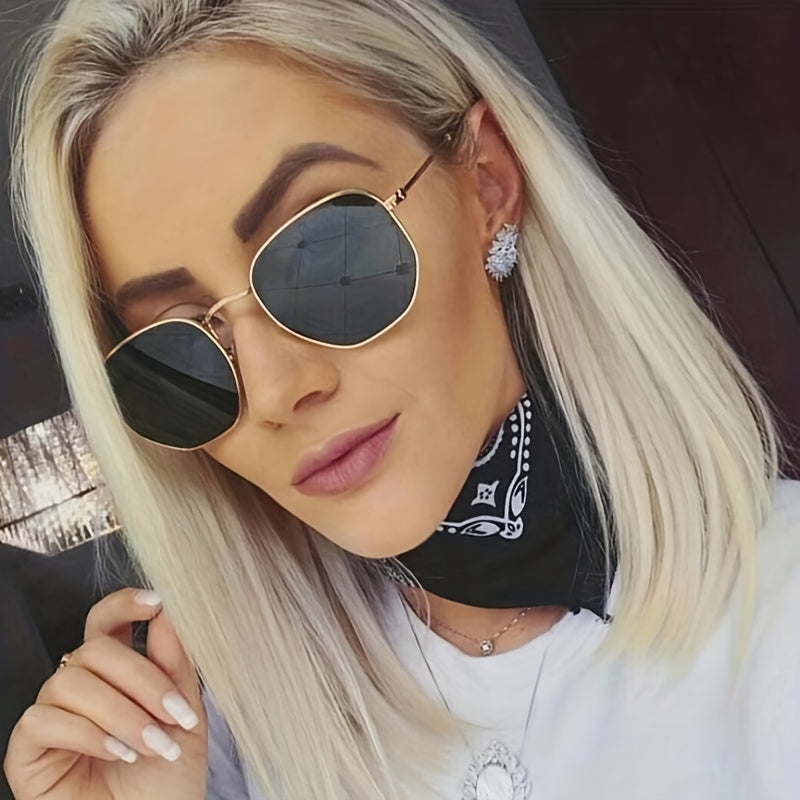 Square Metal Frame Sunglasses Polarized Glasses for Driving