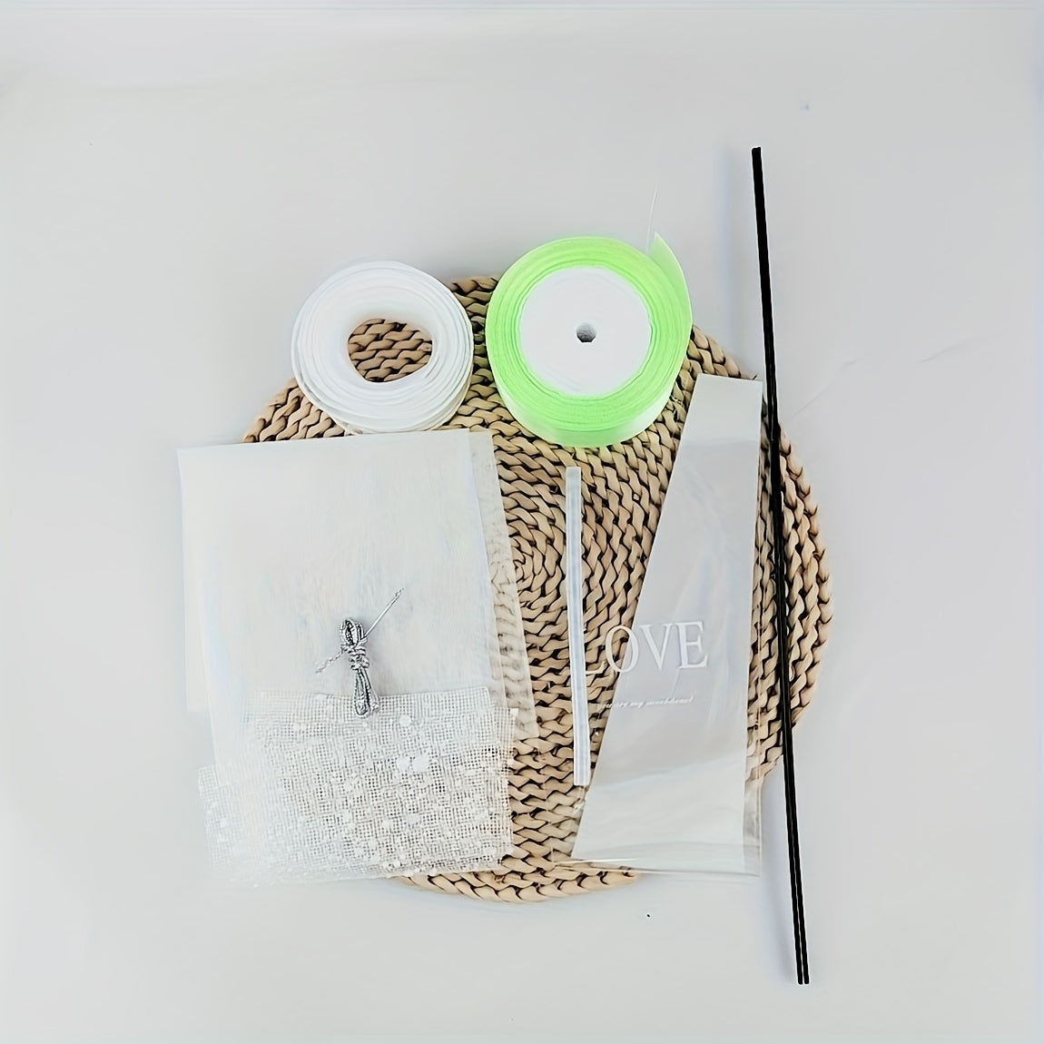 DIY Ribbon Rose Flower Making Set, Birthday Gift Material Package