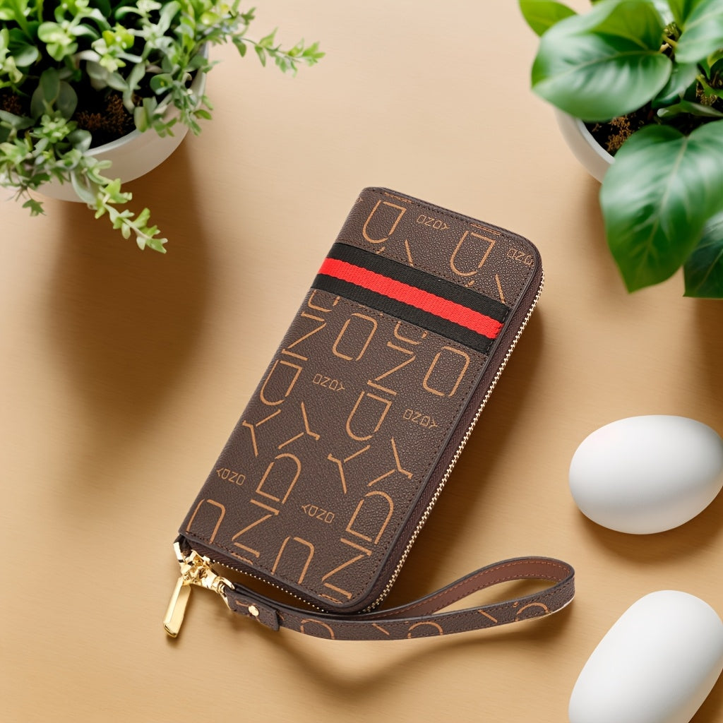 Detachable Wristband Long Wallet Coffee/Caramel PVC & Polyester Lining