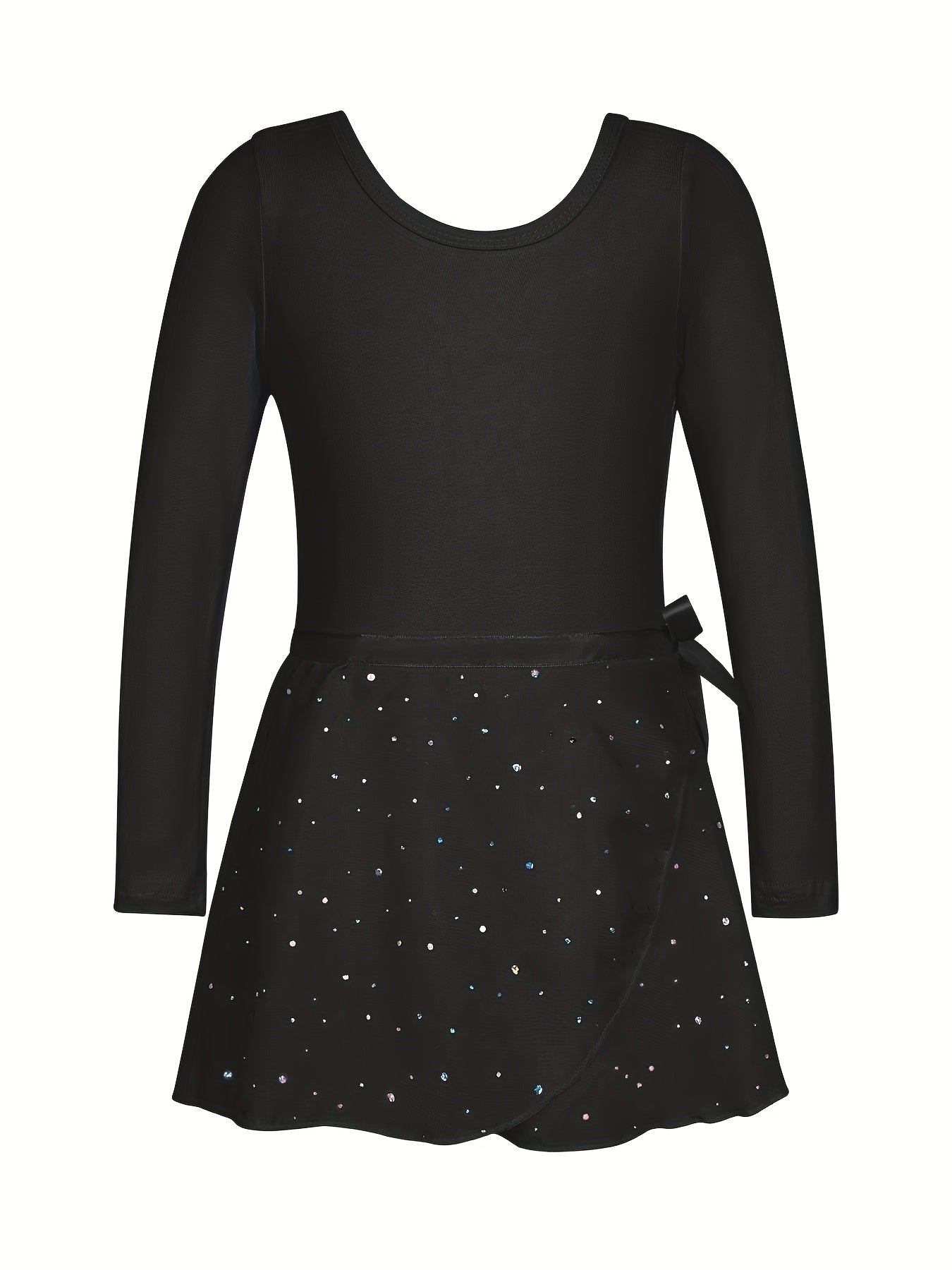 Girls Sequin Dancing Dress Long Sleeve Exercise Skirt