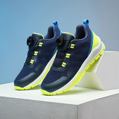 Boy's Breathable Knit Running Shoes with Rotating Buckle Lace