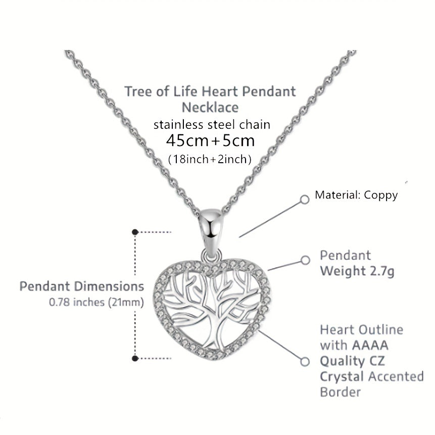 Heart Tree Pendant Necklace With Message Card For Niece