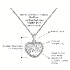 Heart Tree Pendant Necklace With Message Card For Niece