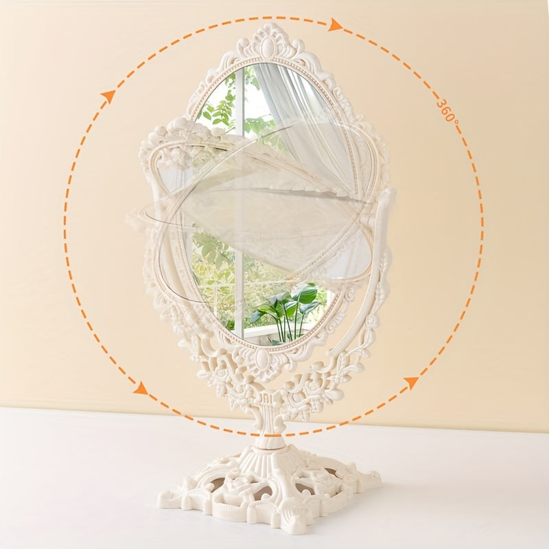 Vintage Oval Shaped Swivel Makeup Mirror for Women