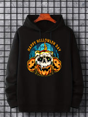 Men's Halloween Style Skull Candle Graphic Hoodie Drawstring Sweatshirt