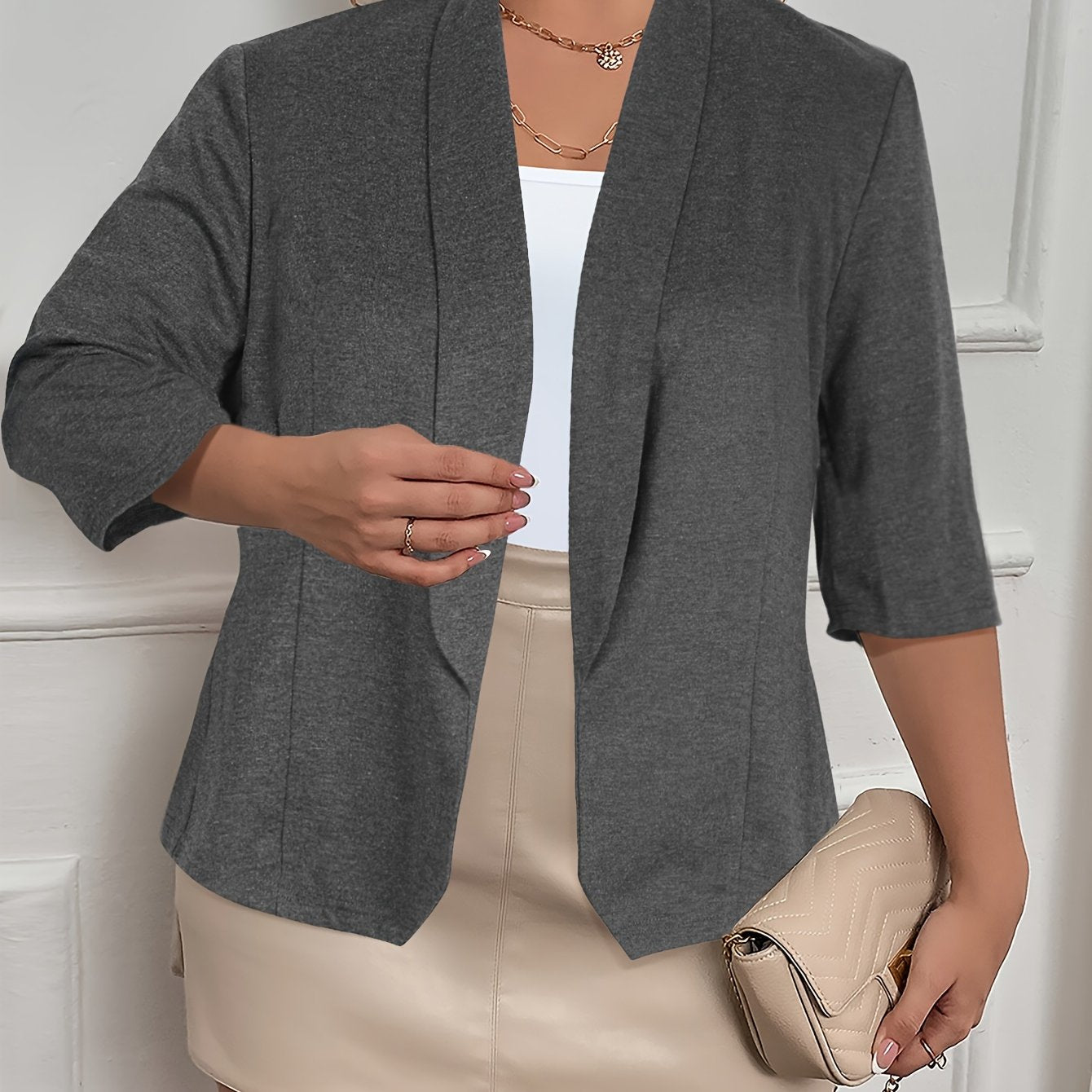 Casual Blazer Solid Long Sleeve Workwear Blazer
