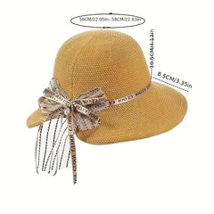 Irregular Brim Sun Hat with Bowknot Strap UV Protection