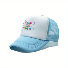 Letter Print Mesh Trucker Hat Y2K Block Cartoon Letter Baseball Cap