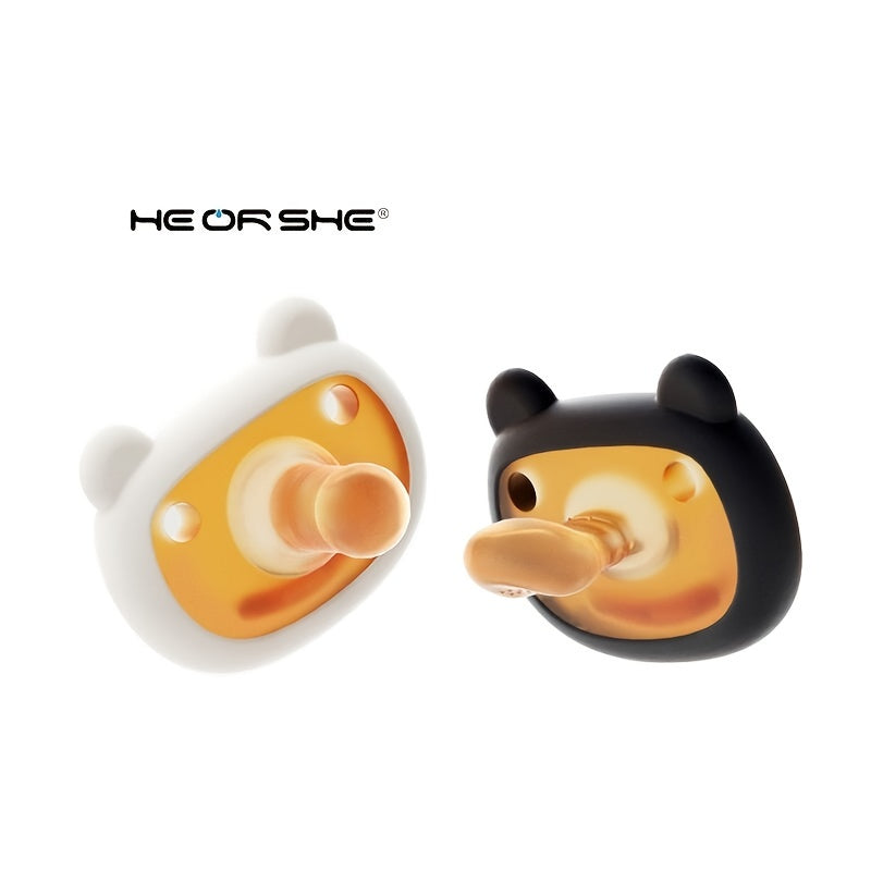 2pcs HEORSHE Baby Pacifiers Bear Shape Orthodontic Pacifiers 0 6 Months