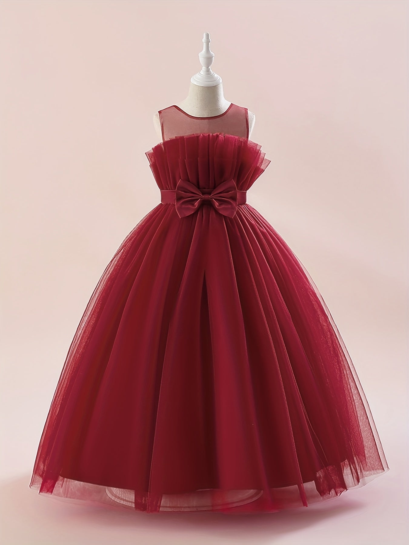 Girls Solid Dress Summer Children's Clothing Party Princess Long Tulle Kids Lace