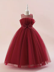Girls Solid Dress Summer Children's Clothing Party Princess Long Tulle Kids Lace