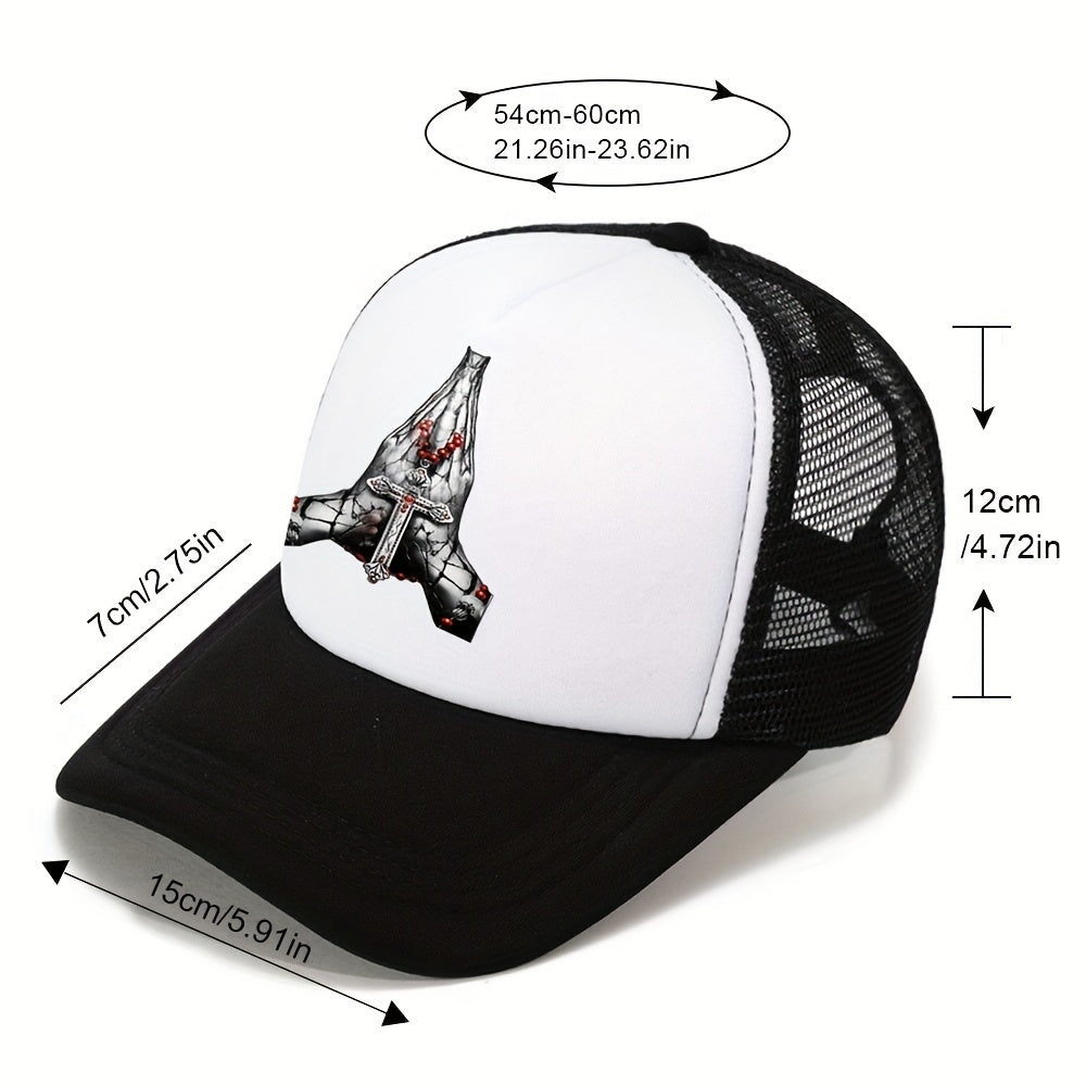 Cross Print Breathable Sun Hat Casual Baseball Cap Men's Net Hat
