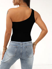 One Shoulder Crop Tank Top Sexy Sleeveless Tank Top