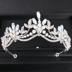 Pastel Night Sky Tiara Moonstone Rhinestones Clear & Milky Rhinestone Tiara