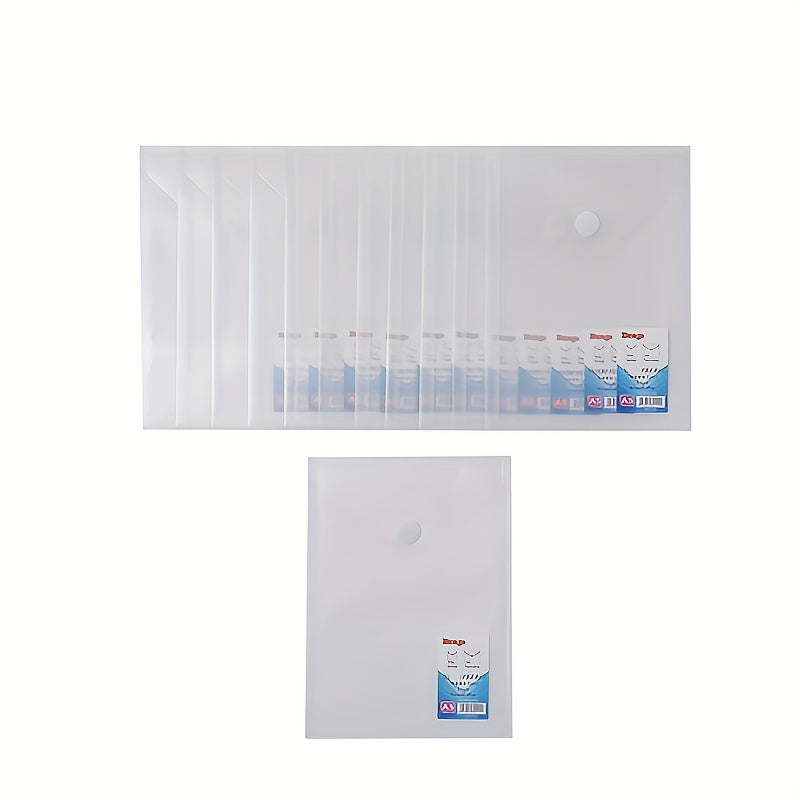 12pcs A5 File Bag Office File Bag Plastic Data Bag A5 Bill Storage Bag
