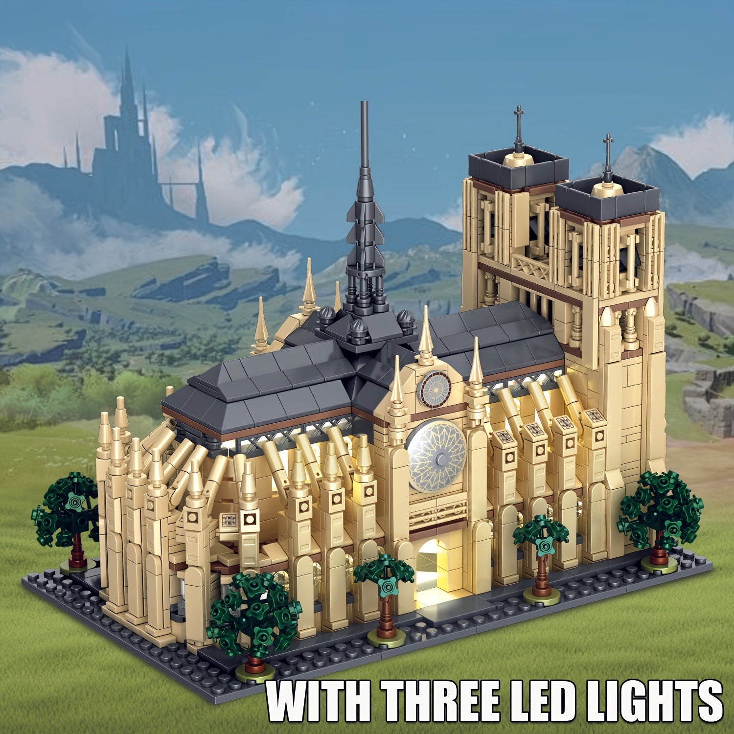 1757pcs Cathedral Building Blocks Set with LED Lights