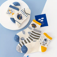 Kids Cartoon Space Pattern Crew Socks Spring Autumn