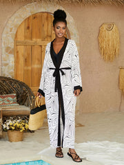 Fluid Print Cover Up Shirt Boho Style Beachwear