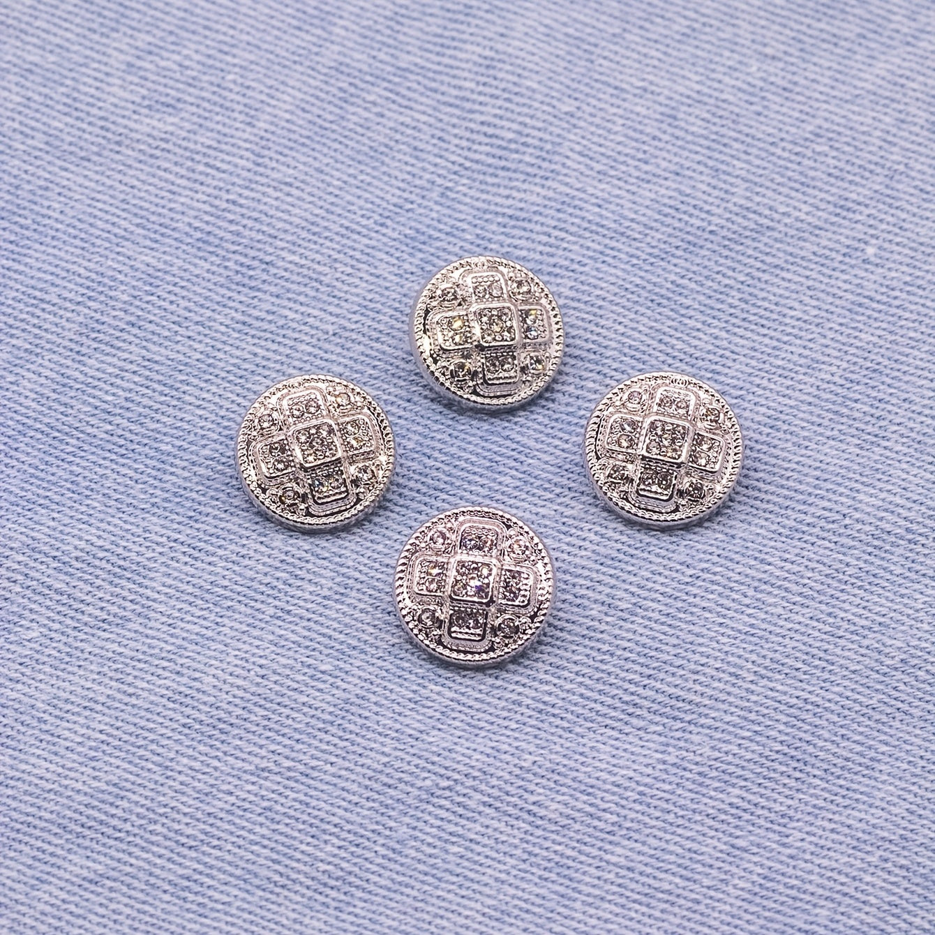 4pcs Plaid Inlaid Artificial Diamond Dress Tie Shirt Studs