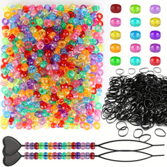 Hair Accessories Set with Ponytail Beads, Quick Beader, Mini Rubber Bands