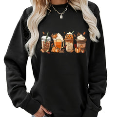 Pumpkin Drinking Print Halloween Sweatshirt