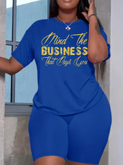 Short Sleeve T Shirt & Biker Shorts 2pcs Outfit for Women