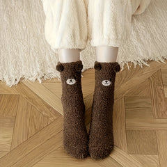 5 Pairs Women's Winter Warm Bear Fluffy Socks Fleece Sock