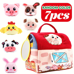 Surprise Barn with Stuffed Farm Animals Rattle Crinkle Paper Mirror Toys