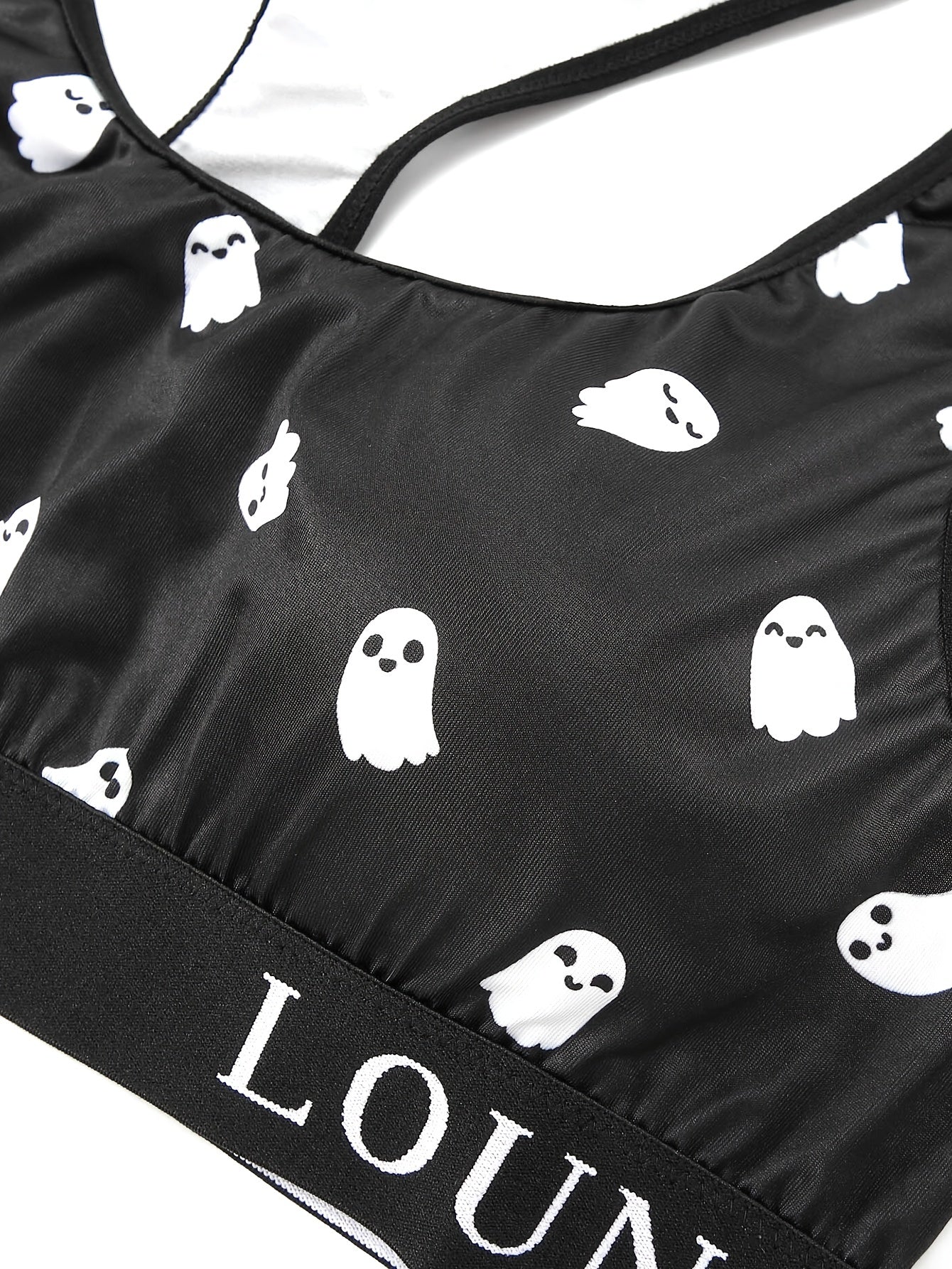 Halloween Sports Bra Women's Plus Ghost Print Letter Tape