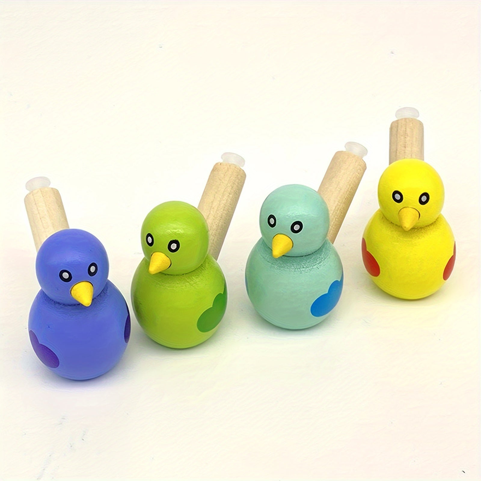 4pcs Wooden Cartoon Bird Whistle Musical Instrument