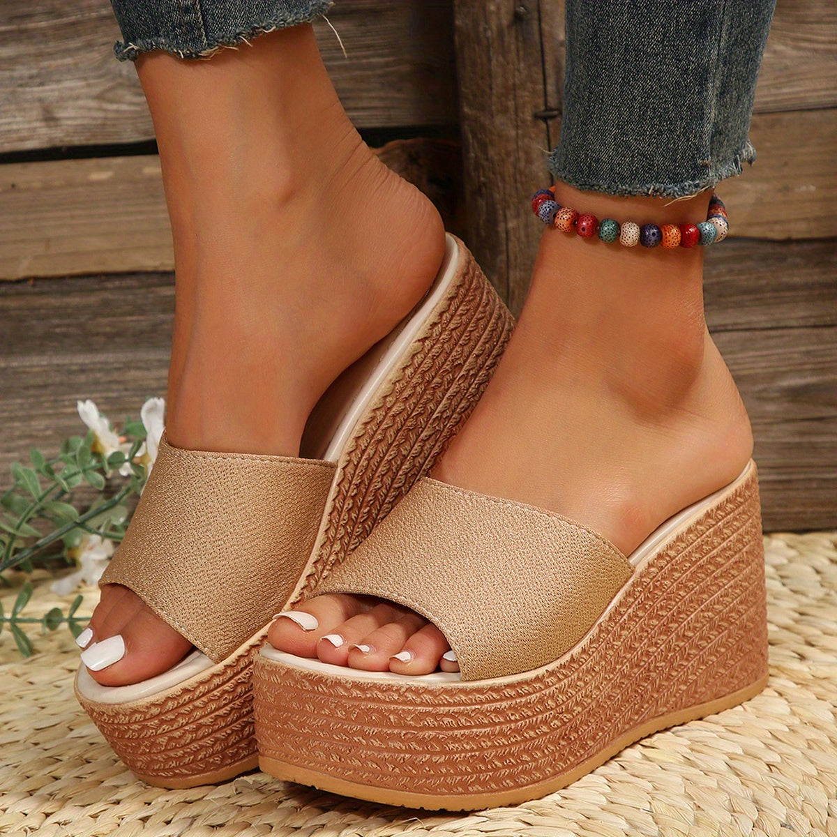 Women's Platform Wedge Sandals Slip On Slide Casual Summer Sandals